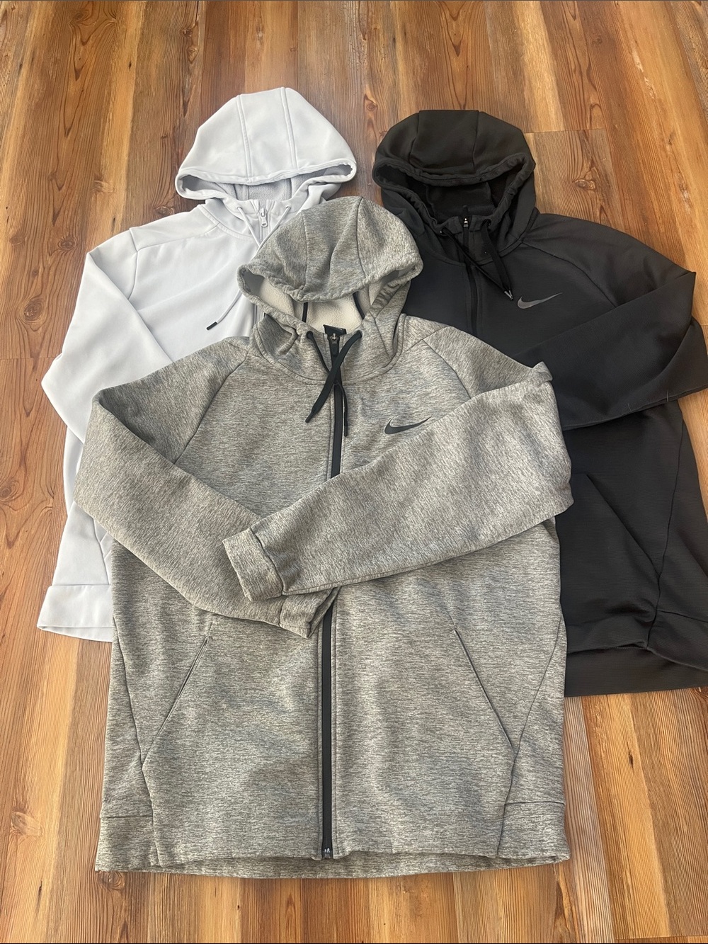 Men’s Athletic Full Zip Hoodie Jacket Trio - Gray, Black, Light Gray
